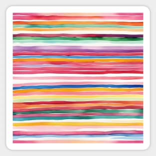 Colorful horizontal watercolor striped pattern Sticker